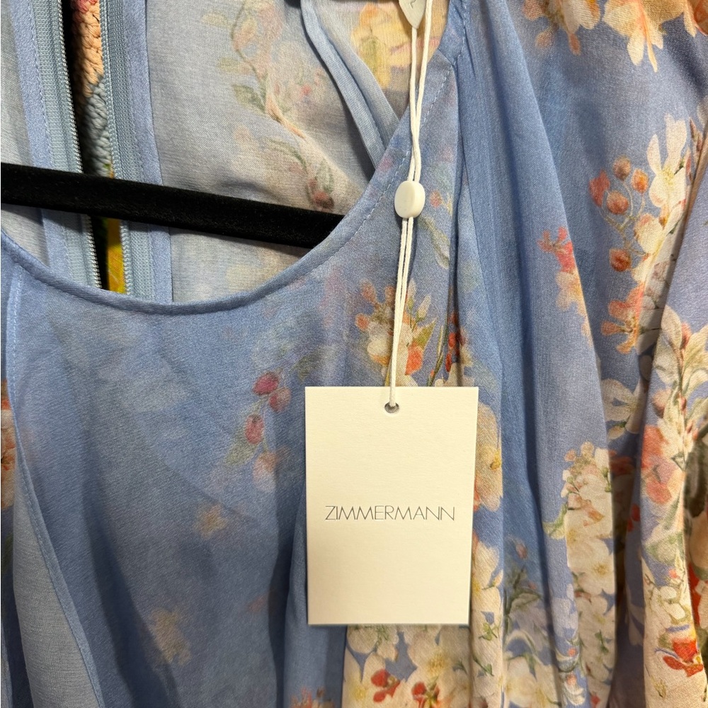 NWT Zimmermann Blue Floral Tie-Waist Maxi Dress - Picture 5 of 5